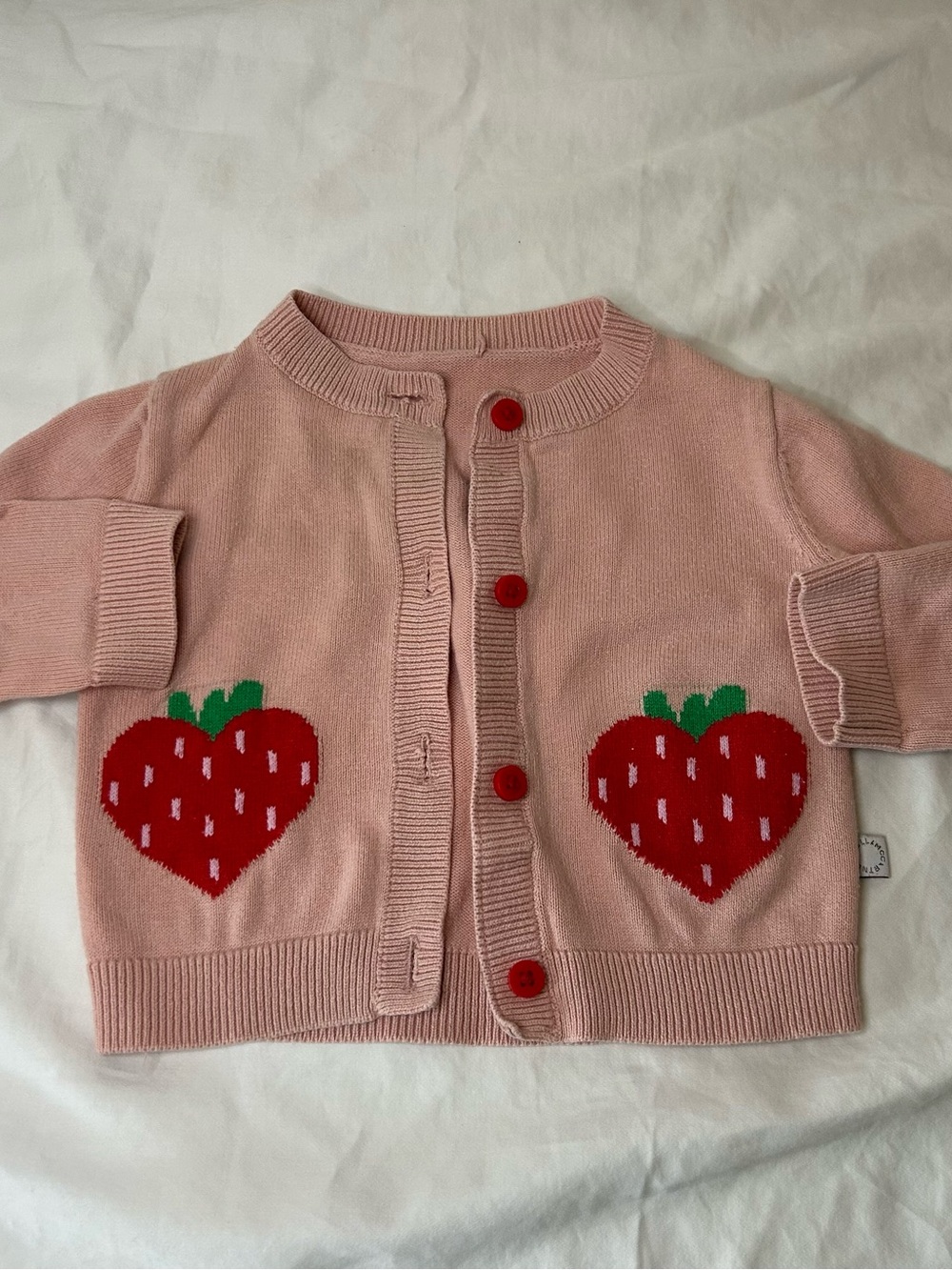Stella McCartney Pink Cardigan with Red Strawberry Pockets